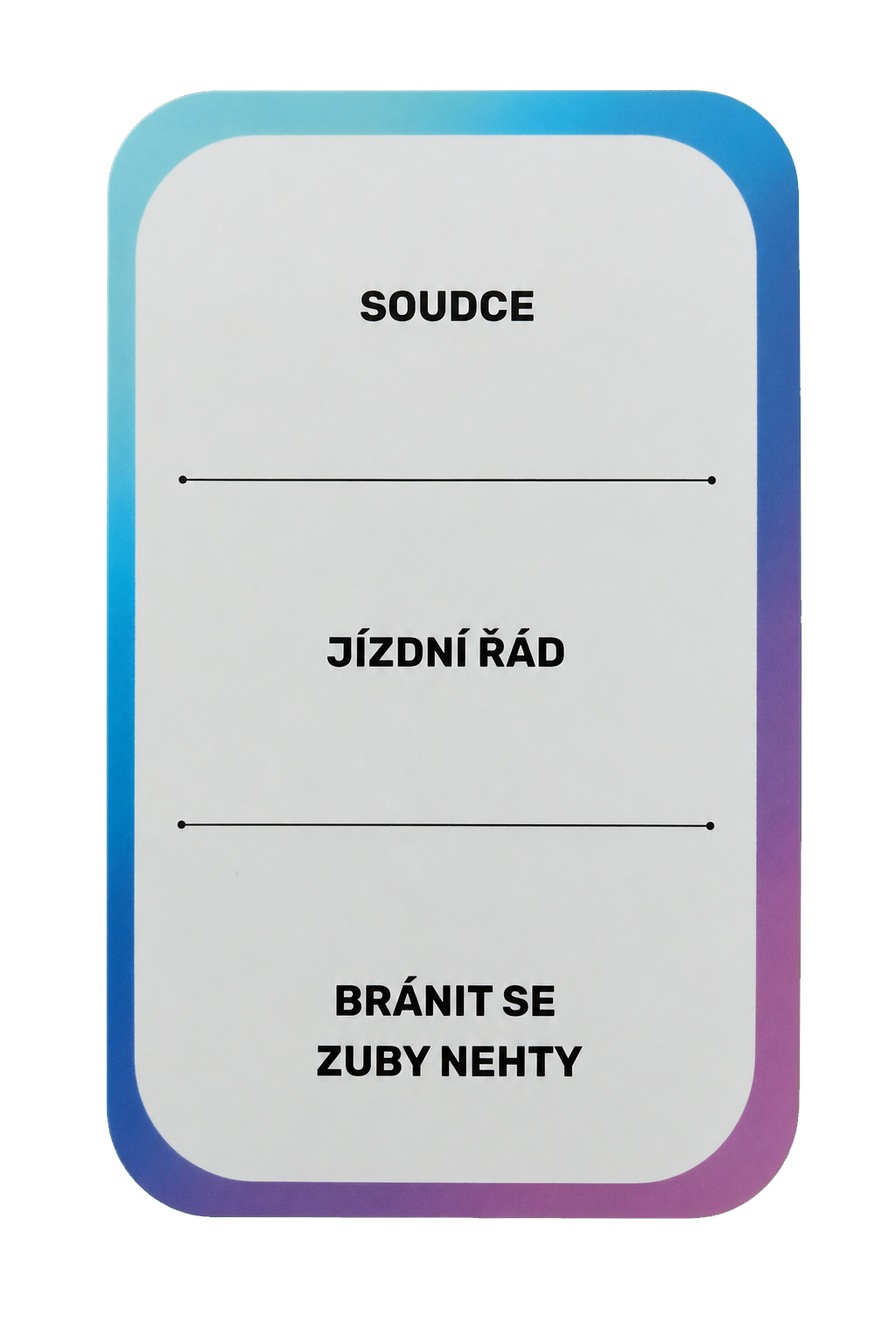 Ukázka karty Treludo se třemi úrovněmi zadání